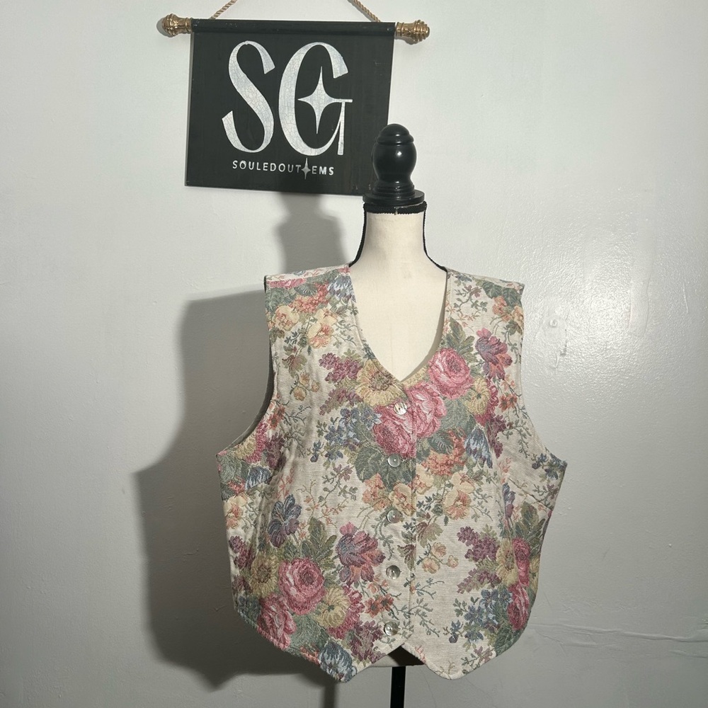 Vintage Floral Tapestry Vest